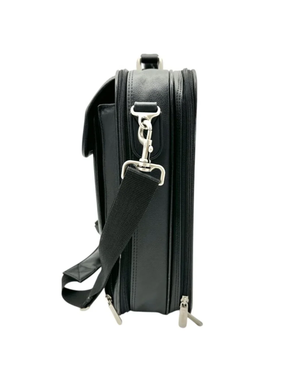 Targus Black Leather Briefcase Multiple Compartments Removable Shoulder Strap